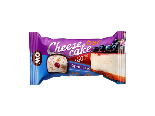 Сирок молоковмісний глазурований з цукром та печивом «Cheese cake bar» чорничний Молочний Острів 50 гр